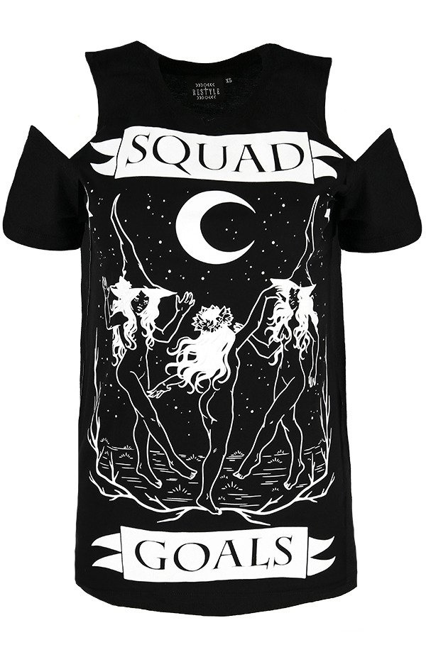 Black witches  cold shoulder T-shirt Squad Goals