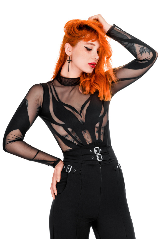 PHOENIX BODYSUIT Drapieżne czarne body