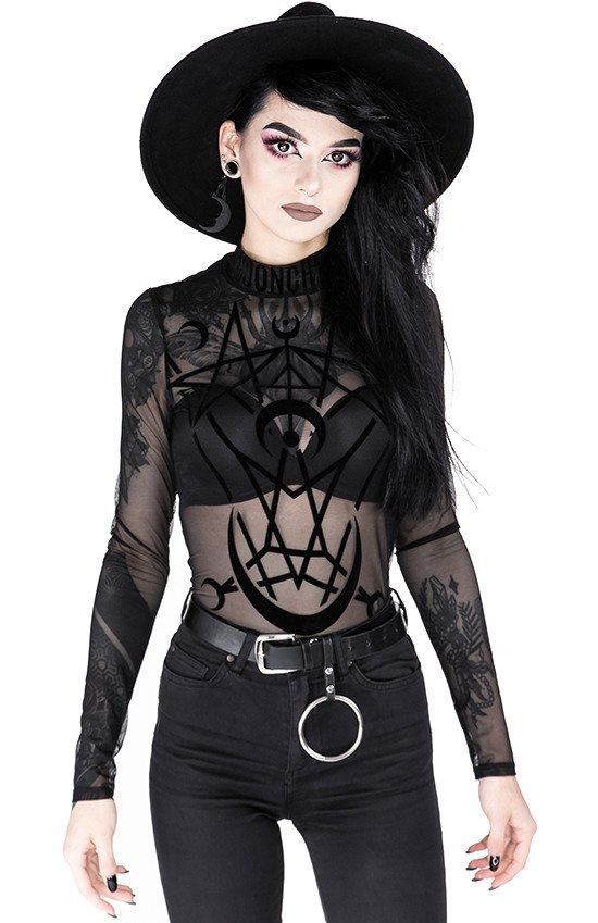 Black gothic jumpsuit MOON CHILD MESH BODYSUIT