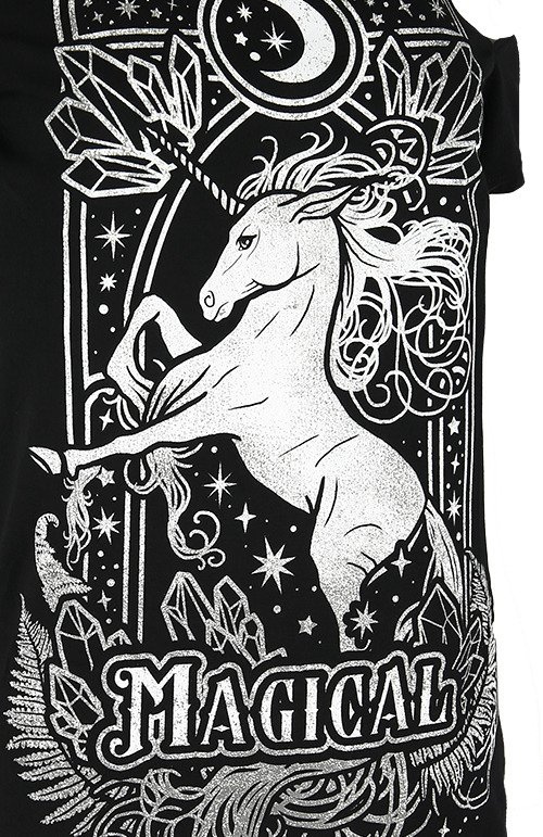 Cold shoulder T-shirt MAGICAL UNICORN GRAY
