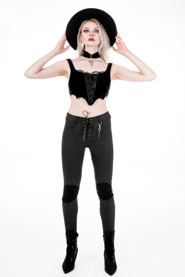 CROP-TOP MIT FLEDERMAUSSCHNÜRUNG