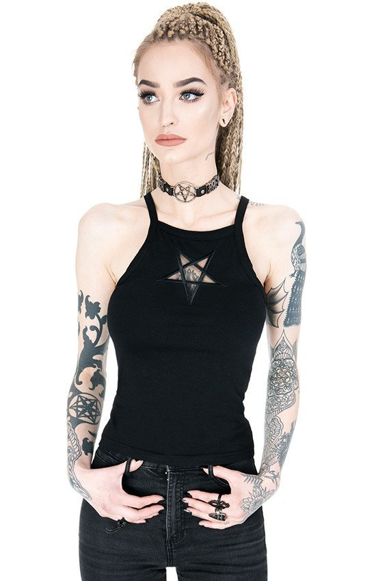 Czarny damski top Mesh Pentagram