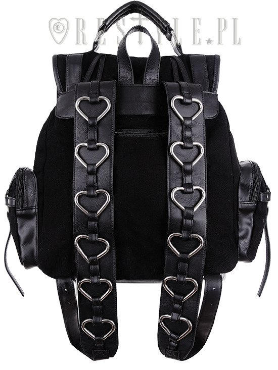 Czarny plecak kostka, harness z serduszkami "HEAVY HEART BACKPACK"