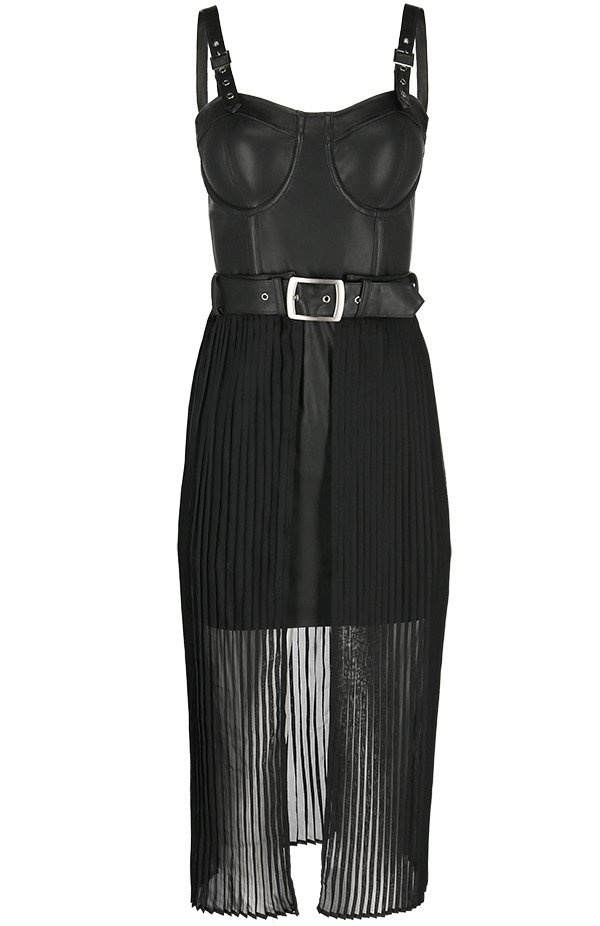 Schwarzes Gothic NIGHT MIST DRESS mit Überrock