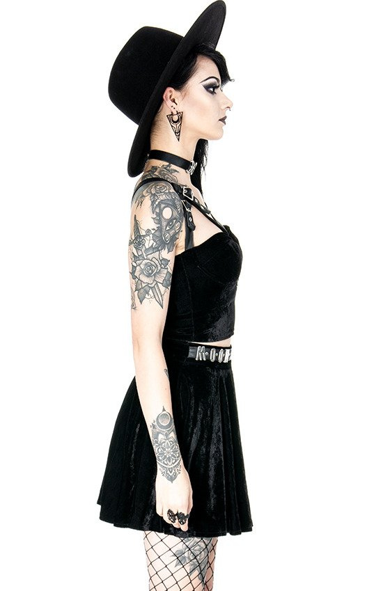 MOON HARNESS TOP czarny krótki top welur