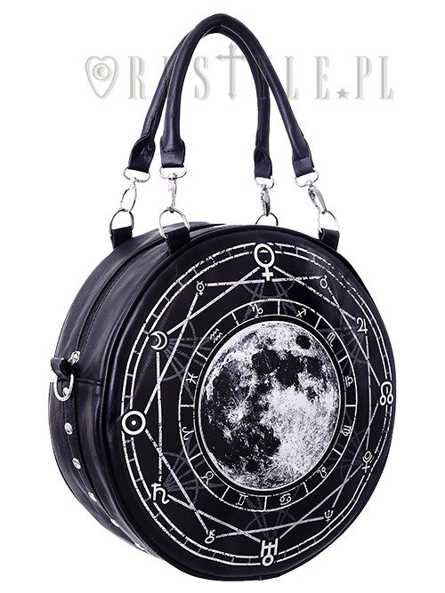 Czarna Okrągła torebka, księżyc, pełnia "LUNA ROUND BAG"
