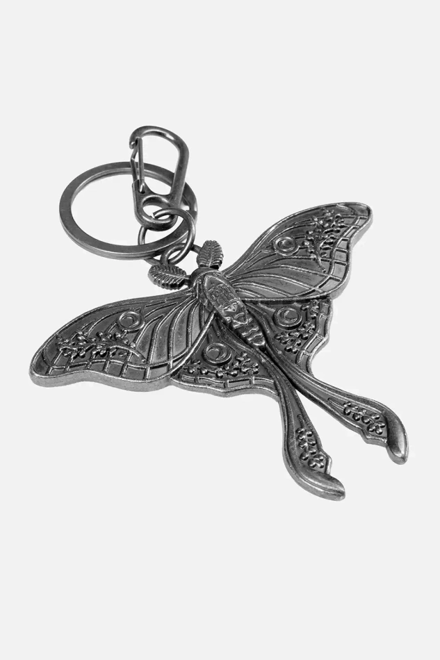 LUNA MOTH KEYCHAIN ANTIQUE SILVER